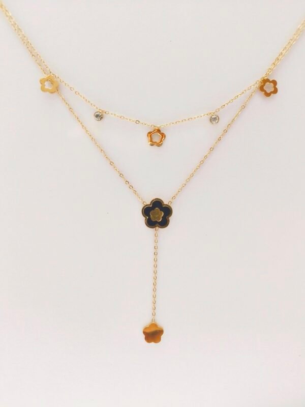 Layered Black Flower Necklace