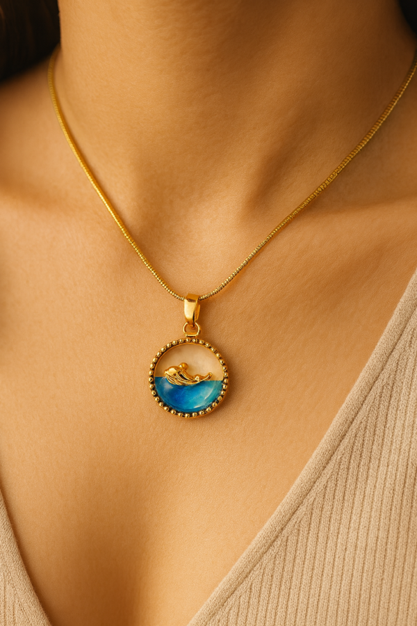 Blue whale resin pendant