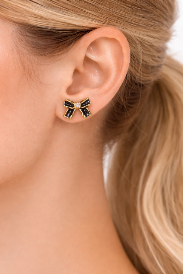 Black bow earring