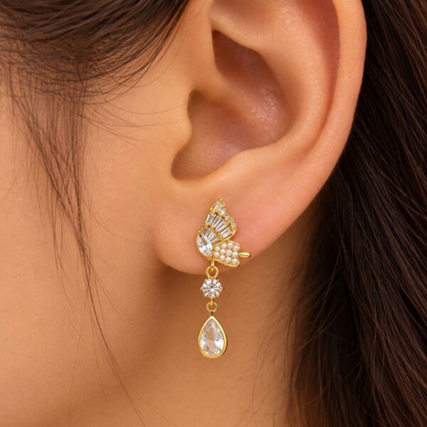 Pearl Butterfly Drop Earrings